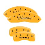 ⁦Set Of 4 Caliper Covers Engraved Front Cursive Cadillac Engraved Rear Cts4 2003-2010 Cadillac CTS MGP Caliper Covers⁩ - الصورة ⁦3⁩