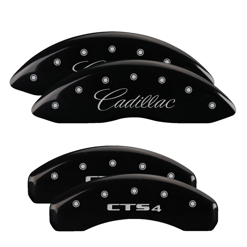 35013SCT4BK-FDLQ Set Of 4 Caliper Covers Engraved Front Cursive Cadillac Engraved Rear Cts4 2009-2019 Cadillac CTS MGP Caliper Covers - الصورة 1