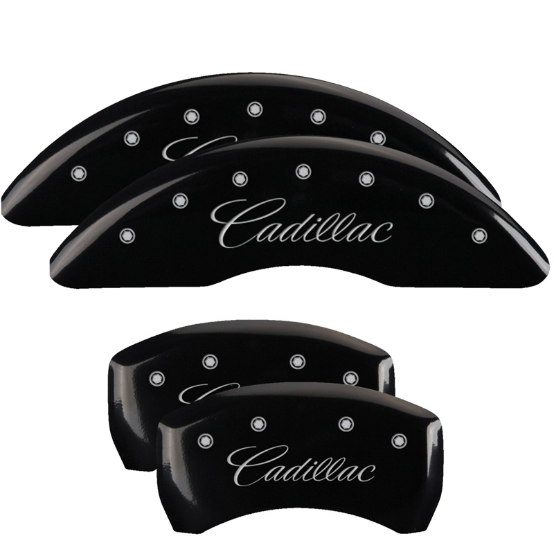 35024SCADBK-FDLQ Set Of 4 Caliper Covers Engraved Front And Rear Cursive Cadillac 2014-2017 Cadillac CTS MGP Caliper Covers - الصورة 1