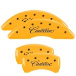 ⁦Set Of 4 Caliper Covers Engraved Front And Rear Cursive Cadillac 2014-2017 Cadillac CTS MGP Caliper Covers⁩ - الصورة ⁦3⁩