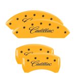 Set Of 4 Caliper Covers Engraved Front And Rear Cursive Cadillac 2017-2020 Cadillac XT5 MGP Caliper Covers - Image 3