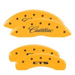 ⁦Set Of 4 Caliper Covers Engraved Front Cursive Cadillac Engraved Rear Cts 2014-2019 Cadillac CTS MGP Caliper Covers⁩ - الصورة ⁦3⁩