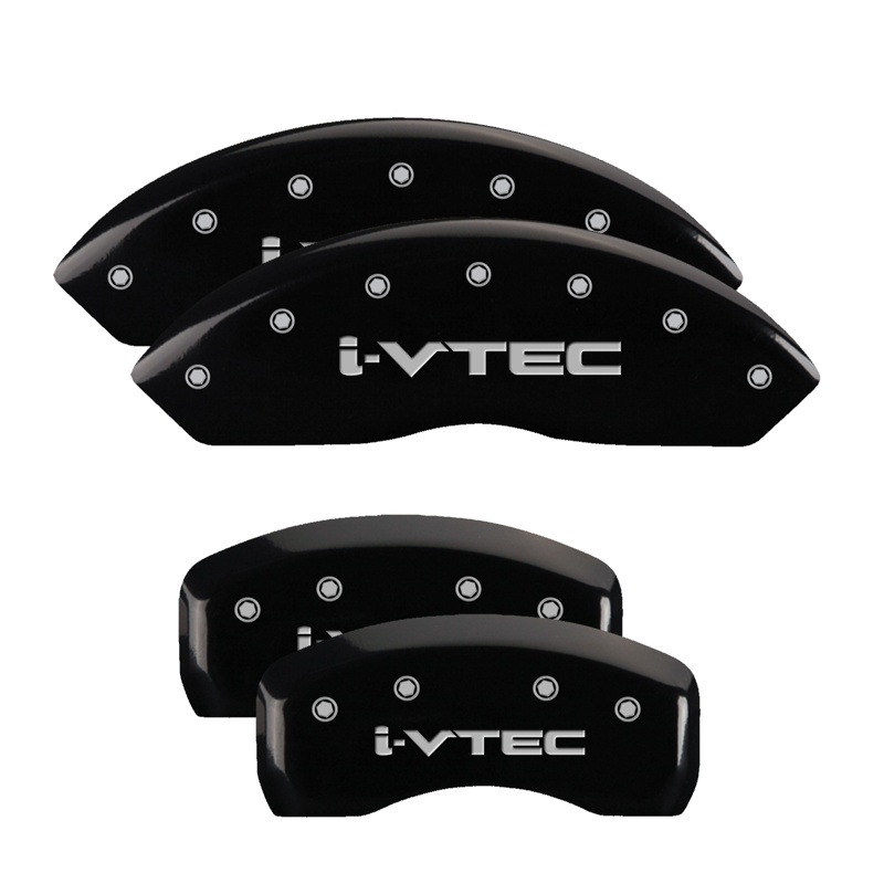 39016SIVTBK-FDLQ Set Of 4 Caliper Covers Engraved Front And Rear I-Vtec 2009-2014 Acura TSX MGP Caliper Covers - Image 1