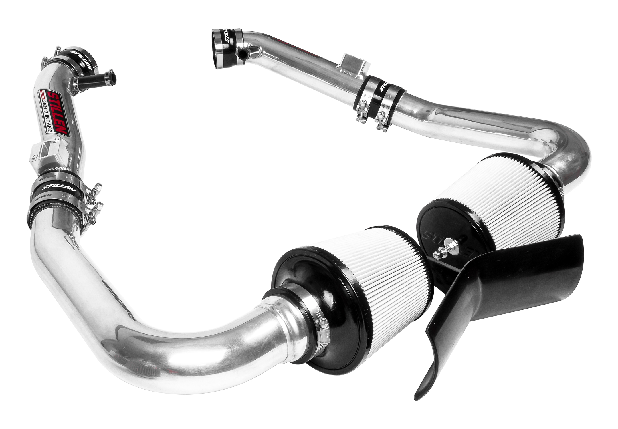 402846DF-DJJX Infiniti G37/Q60 Air Intake Gen 3 Dual Ultra Long Tube w/Shield Dry Filter For 08-13 Infiniti G37 14-15 Infiniti Q60 Stillen - Image 1