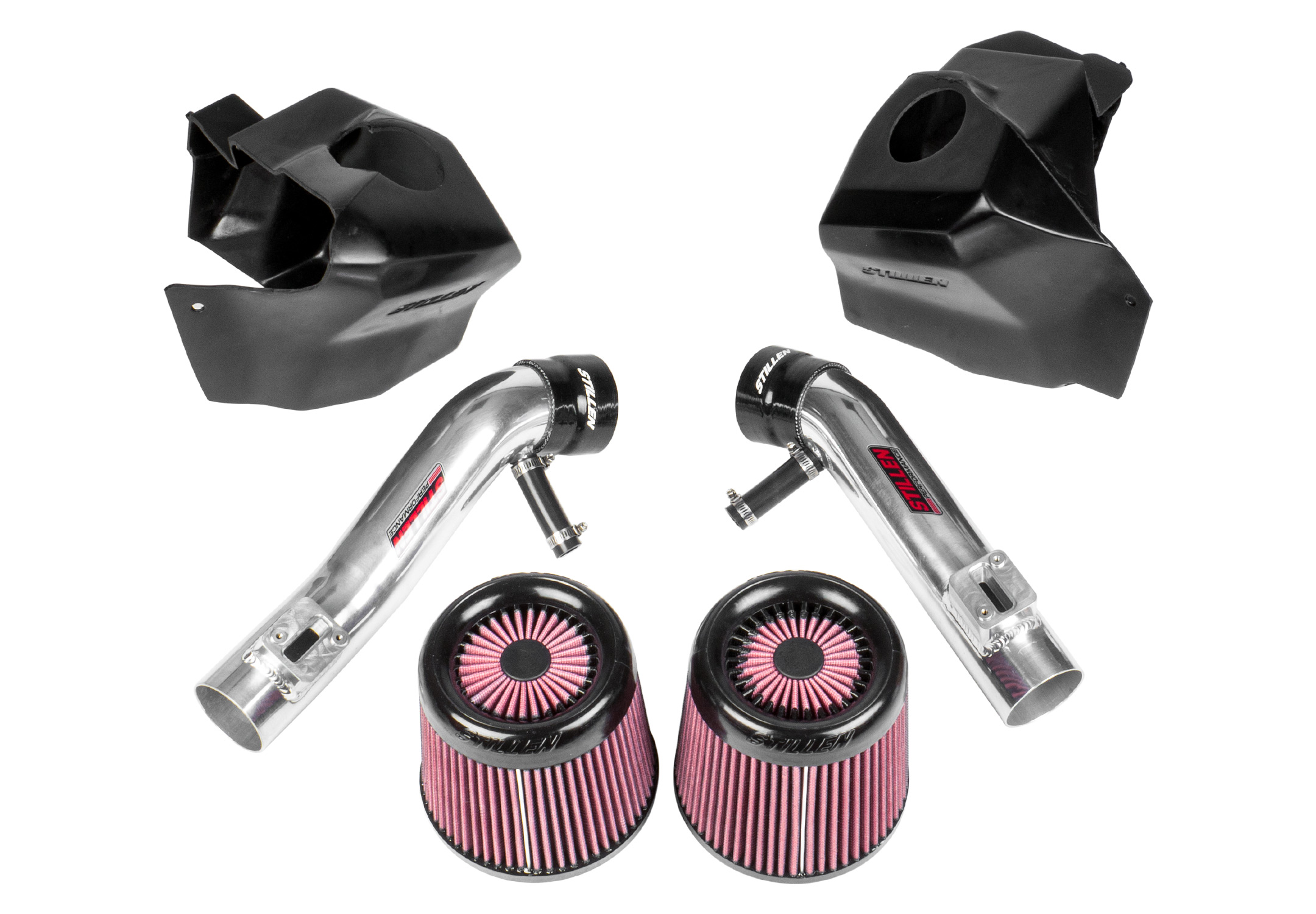 402851-DJJX 370Z Dual Long Tube Air Intake Kit Gen 2 Z34 Oil Filter For 09-18 Nissan 370Z Stillen - Image 1