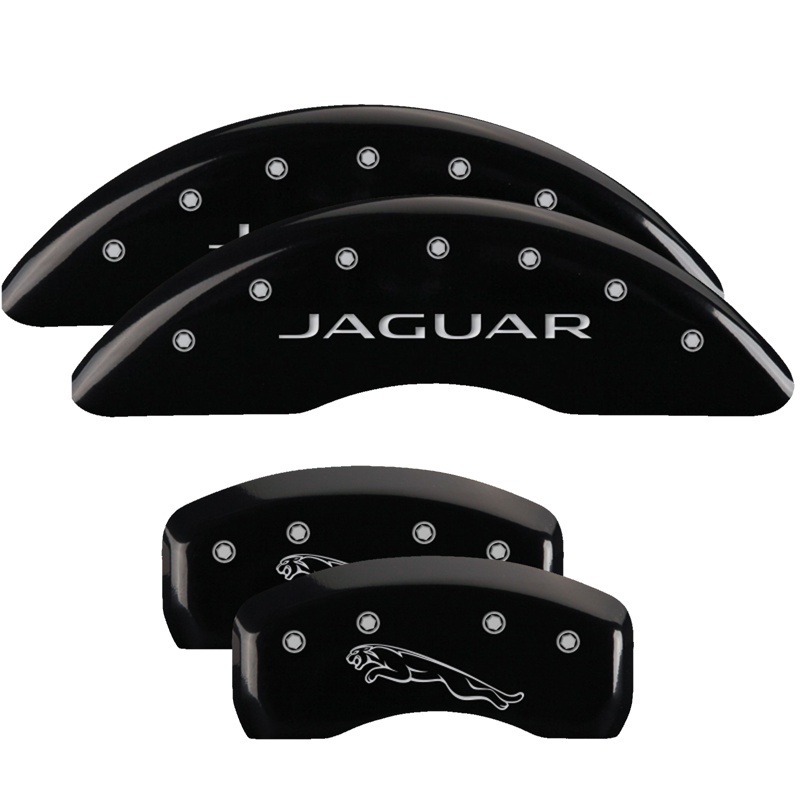 41113SJALBK-FDLQ Set Of 4 Caliper Covers Engraved Front Jaguar Engraved Rear Leaper 2012 2020-2020 Jaguar E-Pace MGP Caliper Covers - Image 1