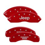 Set Of 4 Caliper Covers Engraved Front Jeep Engraved Rear Jeep Grill Logo 2007-2018 Jeep Wrangler MGP Caliper Covers - Image 2