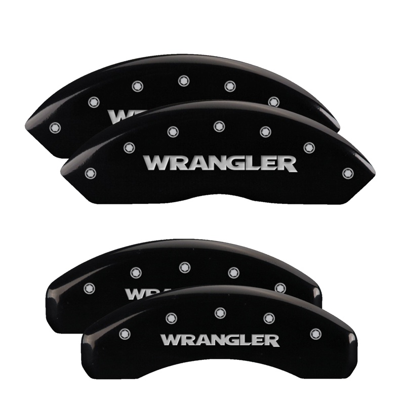 42007SWRGBK-FDLQ Set Of 4 Caliper Covers Engraved Front And Rear Wrangler 2007-2018 Jeep Wrangler MGP Caliper Covers - الصورة 1