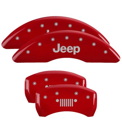 Set Of 4 Caliper Covers Engraved Front Jeep Engraved Rear Jeep Grill Logo 2014-2023 Jeep Cherokee 17 inches