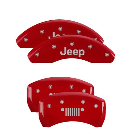 Set Of 4 Caliper Covers Engraved Front Jeep Engraved Rear Jeep Grill Logo 2017-2024 Jeep Compass MGP Caliper Covers