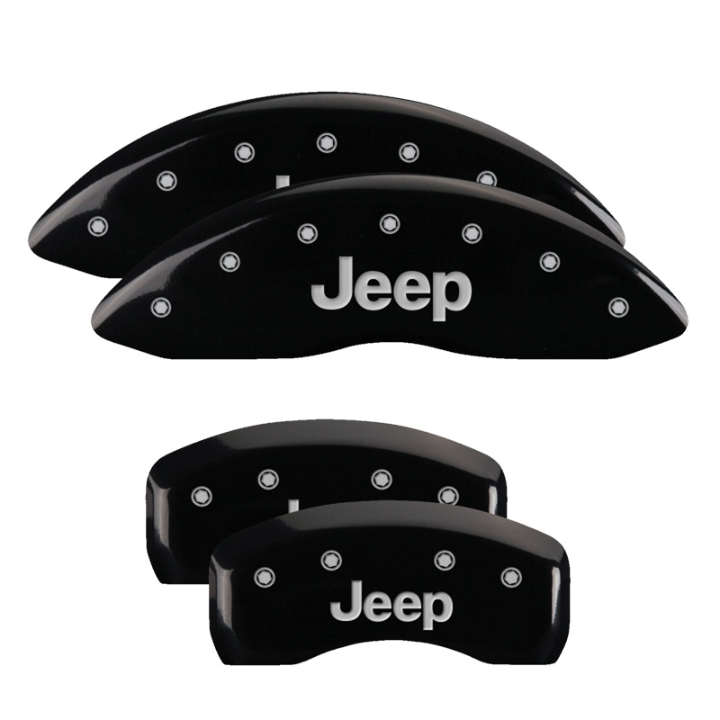 42021SJEPBK-FDLQ Set Of 4 Caliper Covers Engraved Front And Rear Jeep 2020-2023 Jeep Gladiator MGP Caliper Covers - Image 1
