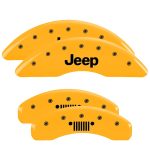 ⁦Set Of 4 Caliper Covers Engraved Front Jeep Engraved Rear Jeep Grill Logo 2021-2024 Jeep Grand Cherokee 18 inches⁩ - الصورة ⁦3⁩