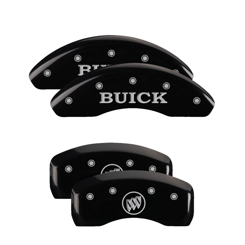 49007SBSHBK-FDLQ Set Of 4 Caliper Covers Engraved Front Buick Engraved Rear Buick Shield 2010-2017 Buick LaCrosse MGP Caliper Covers - Image 1