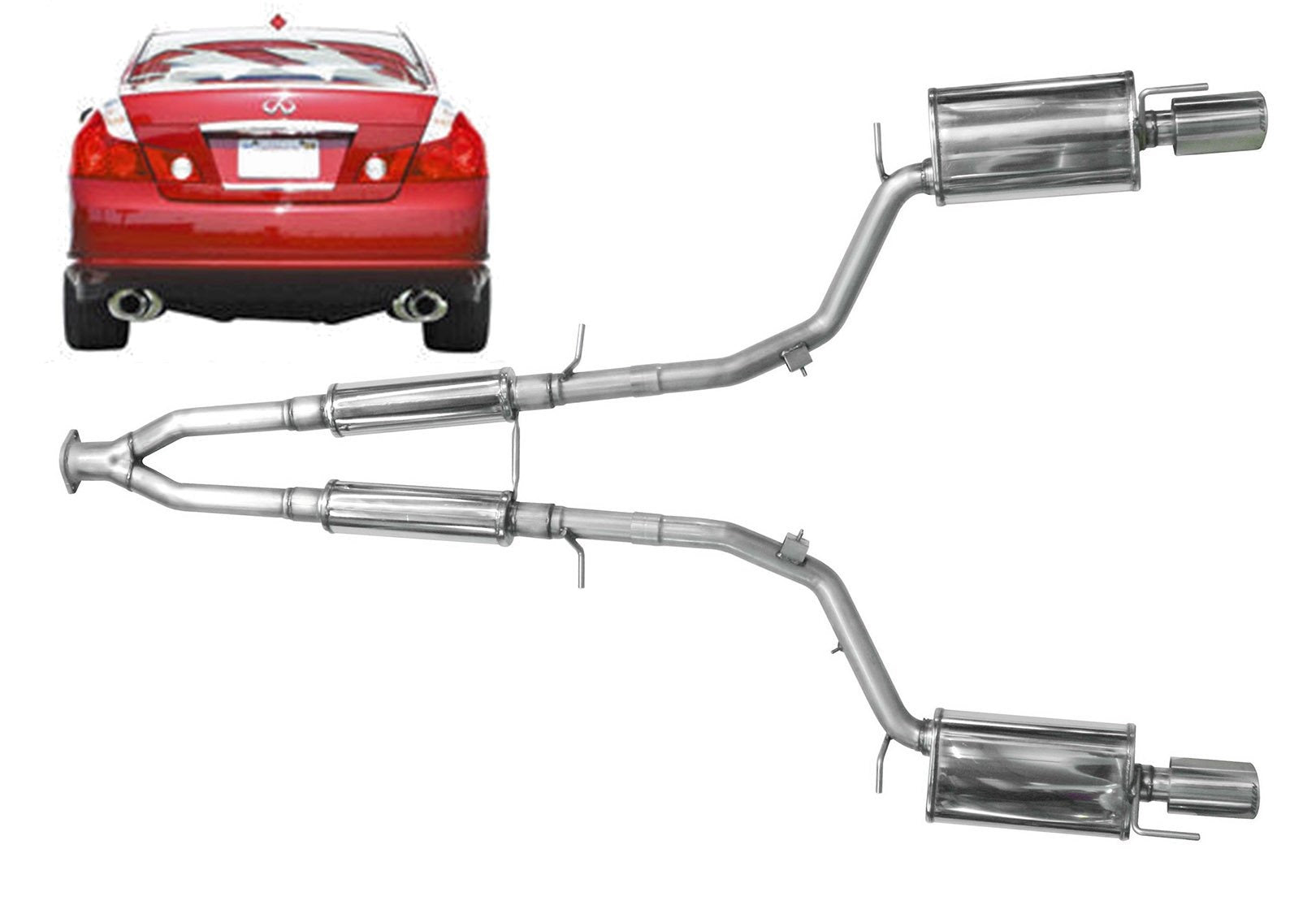 504445-DJJX Infiniti M45 Stainless Steel Near Cat-Back Exhaust System For 06-10 Infiniti M35 Stillen - Image 1