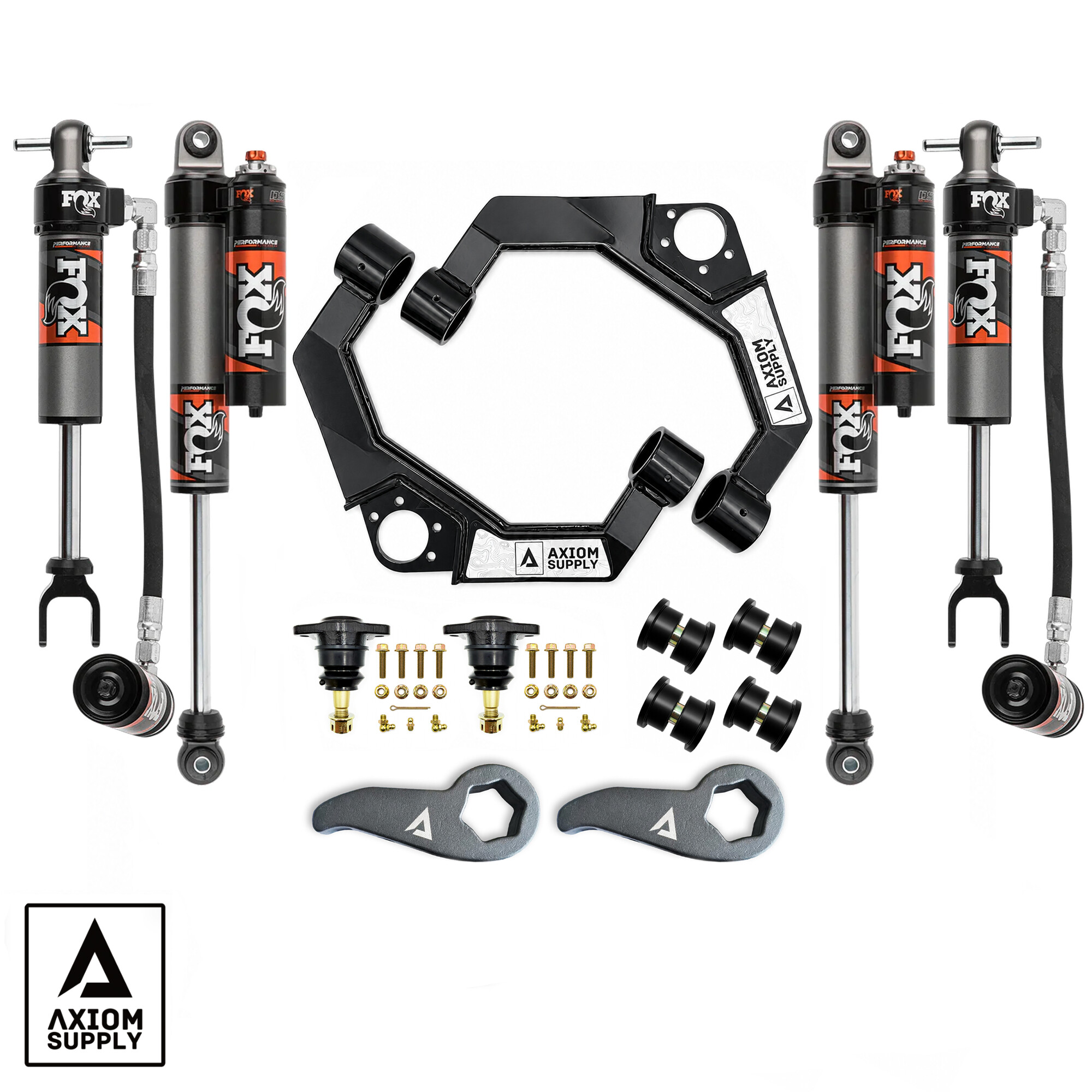 AXGM11STAGE3FOX2.5ELITE-XXVEZ Stage 3 FOX 2.5 Inch Performance Elite Leveling System GM HD Truck 2500/3500 Silverado/Sierra 11-19 Axiom Supply - الصورة 1