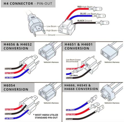 H4 3 Pin to 2 Pin Adapters Dapper Lighting