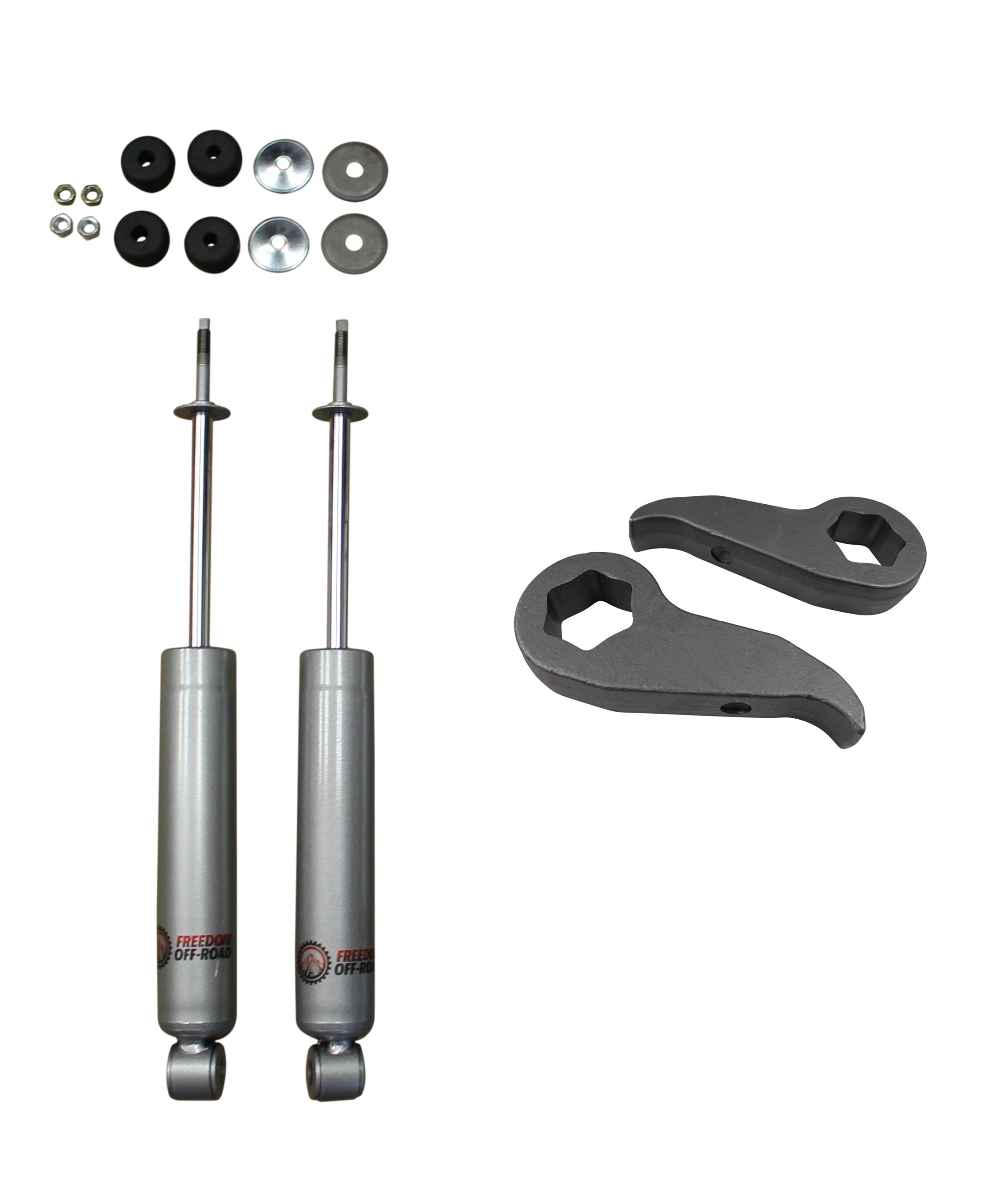 FO-G104FFO-G304F-GHNX 1 Inch-3 Inch Leveling Kit Torsion Keys and Front Shocks 11-19 Silverado/Sierra 2500 HD/3500 HD Freedom Off-Road - Image 1