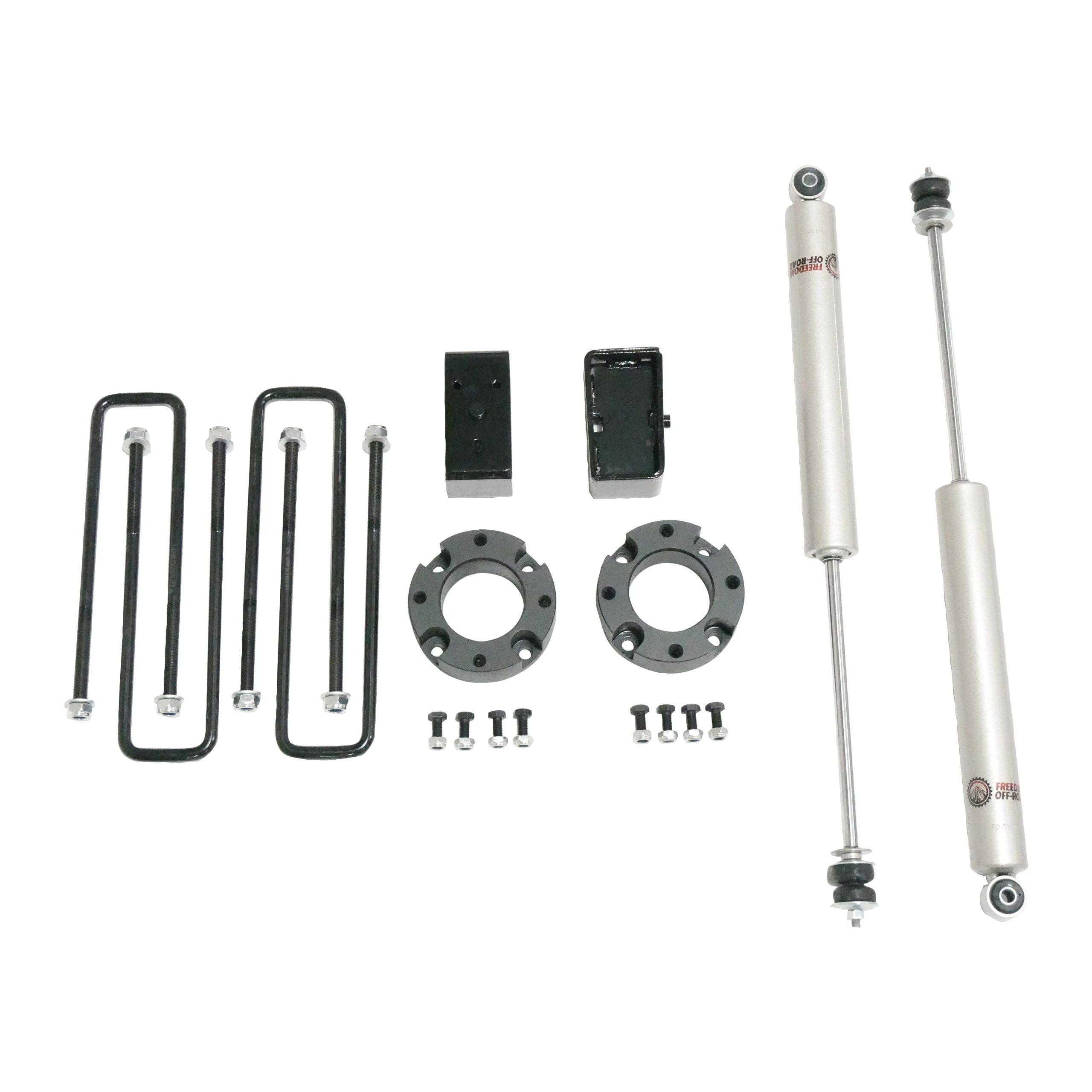 FO-G603-3ALFO-G301R-GHNX 3 Inch Lift Kit Front Spacers w/ Rear Blocks and Shocks 07-18 Chevrolet Silverado 1500/07-18 GMC Sierra 1500 Freedom Off-Road - Image 1