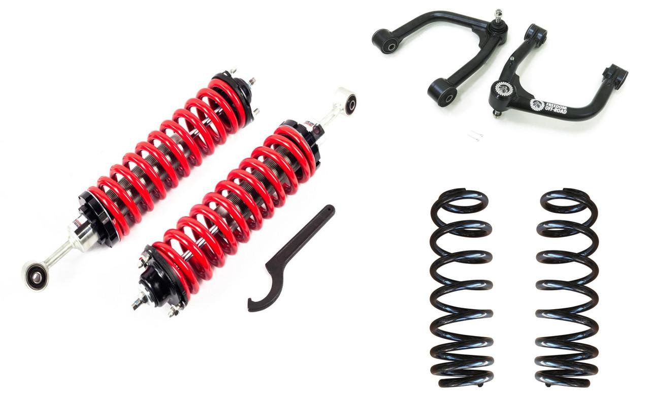 FO-T903FFO-T103R20FO-T703FU-GHNX 1-4 Inch Adjustable Coilovers w/ 2 Inch Rear Lift Springs and Front Upper Control Arms 08-22 Toyota Sequoia Freedom Off-Road - Image 1