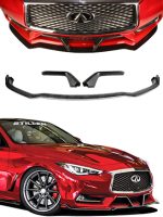 Infiniti Q60 Front Splitter & Winglets Matte Black For 17-21 Infiniti Q60 Stillen