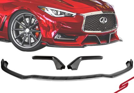 Infiniti Q60 Front Splitter & Winglets Matte Black For 17-21 Infiniti Q60 Stillen