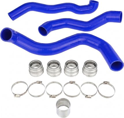 مجموعة خرطوم التبريد المصنوعة من السيليكون للاستخدام الشاق مناسبة للسيارات Ford 08-10 6.4 Powerstroke F-250 F-350 Blue Mammoth Parts