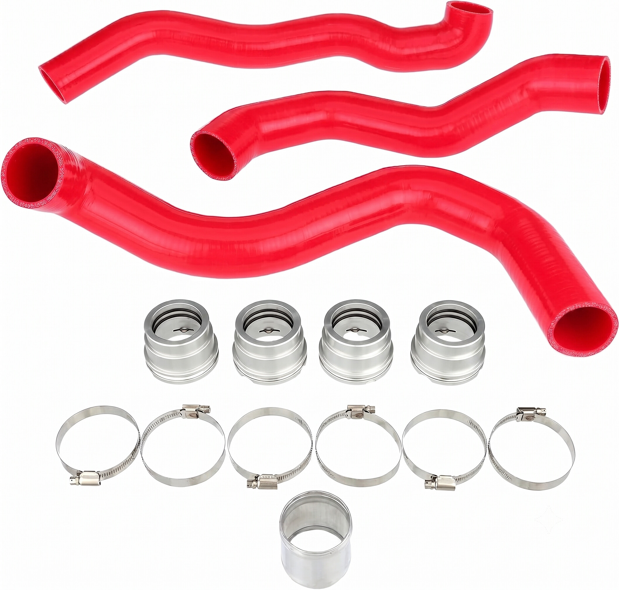 MAMCF640810RD-XQWKA Heavy Duty Silicone Coolant Hose Kit Fits Ford 08-10 6.4 Powerstroke F-250 F-350 Red Mammoth Parts - الصورة 1