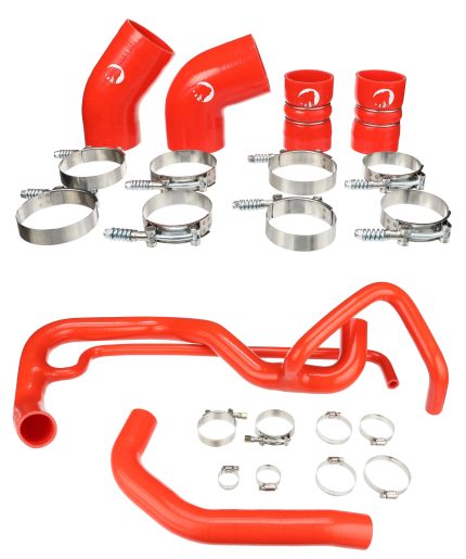 مجموعة حوامل التبريد ومواسير تبريد المبرد من السيليكون لسيارات 04.5-05 Duramax 6.6 LLY Red Mammoth Parts