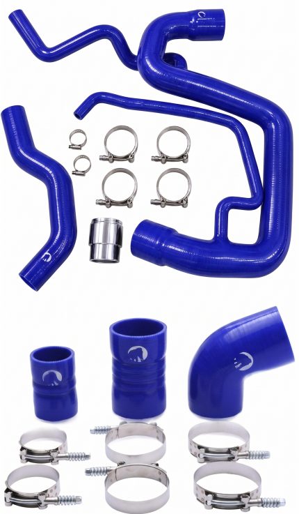 مجموعة خرطوم التبريد من السيليكون للاستخدام الشاق للسيارات Chevy 2006-2010 Silverado و GMC Sierra 6.6L Duramax Blue Mammoth Parts