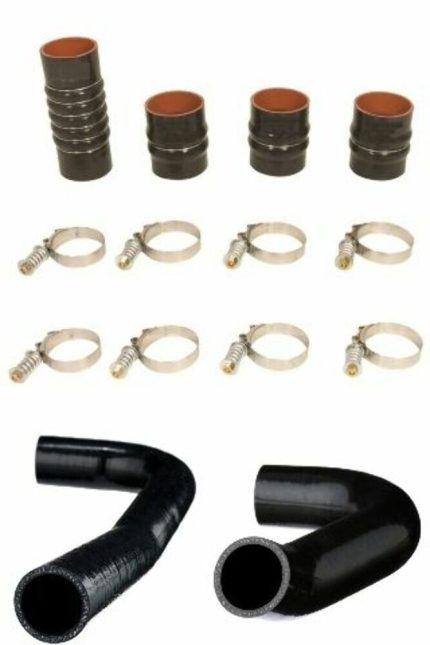 مجموعة خرطوم المبرد المصنوع من السيليكون وجهاز التبريد المبرد للخارج لسيارات 07-09 من طراز Dodge Ram Cummins 6.7L Black Mammoth Parts