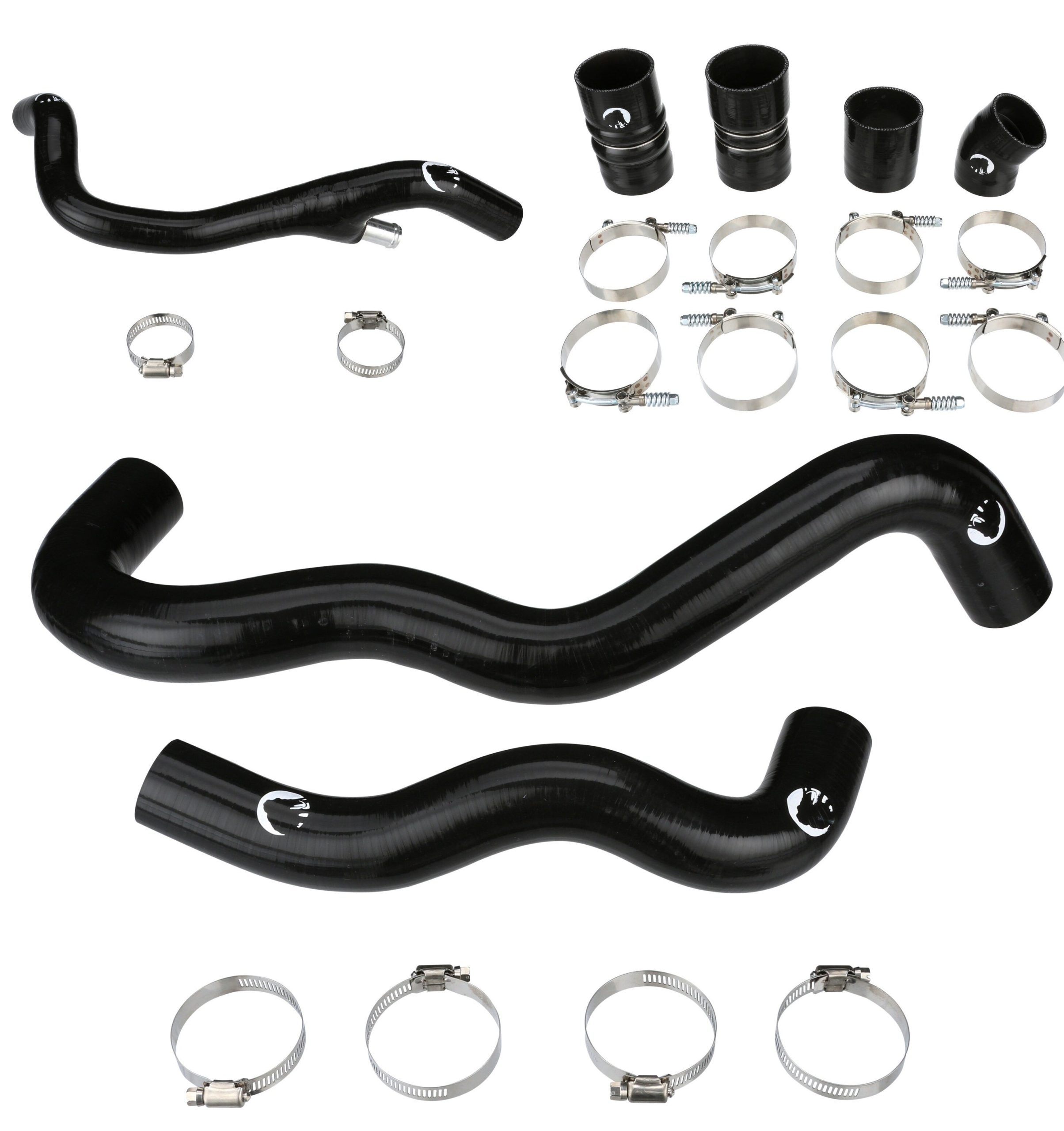 MAMKTF600304BK-XQWKA Silicone Radiator Hose and Intercooler Boot Kit For 03-04 Ford F-250 F-350 6.0L Black Mammoth Parts - الصورة 1
